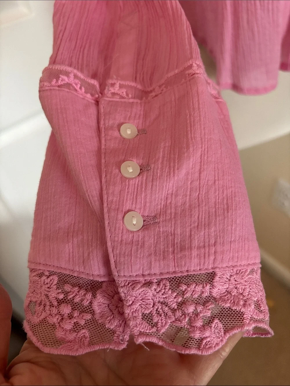 Free People | Clemence Lace Button Front Shirt Blouse | Peasant/Cottage Style